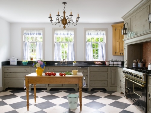 white and black tile floor